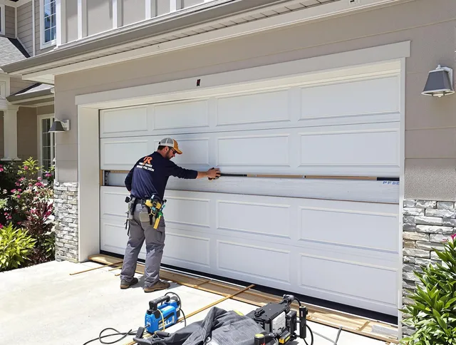 Tallmadge Garage Door Repair team performing complete garage door replacement at Tallmadge residence